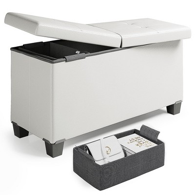 Nestl Storage Ottoman Bench with Storage Bins, Rectangular Storage Bench