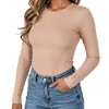 Sol Living Women's Bodysuit Seamless Casual Going Out Top Shirt Breathable Tops Tummy Control Shapewear Stretchy Basic Body Suits T Shirt Crew Neck - 2 of 4