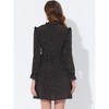 Allegra K Women's Floral Print Tie Neck High Waist Long Sleeve Ruffle Cuff Mini Dress - 4 of 4