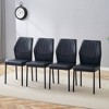 ORRD Set of 4 Black PU Leather Dining Chairs, Modern Kitchen Chairs with Metal Legs & Vertical Stripe Design, High Resilience - 3 of 4