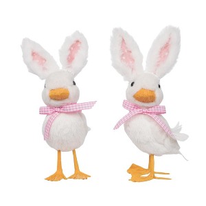 Transpac Sisal Ducks w/Rabbit Ear Set of 2 Home Decorations Easter - 1 of 1