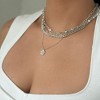 Adornia Silver Plated Messy Layered Necklace with Pebbled Charm - 2 of 3