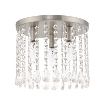 Elegant Elizabeth Brushed Nickel 3-Light Crystal Ceiling Mount