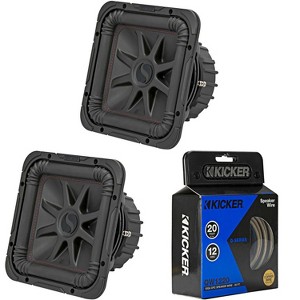 Kicker (2) 45L7R104 L7R 10-Inch (25cm) Subwoofer, Dual Voice Coil, 4-Ohm & 46QW1220 12AWG 20ft Speaker Wire - 1 of 4
