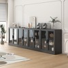 36"x124"x16" Black Sideboard Cabinet, Storage Organizer with Adjustable Shelves and Glass Doors for Kitchen Bedroom Living/Dinning Room - 3 of 4