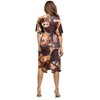 24seven Comfort Apparel Short Sleeve Knot Front Midi Dress in Brown Multi Paisley Print - 3 of 4