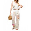 Women's Open Knit Seashell Embroidered Top - Blue B - 3 of 4