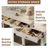 47" Dog Furniture Crate w/ 2 Storage Draws & Removable Divider & Triple Door Design for Large/Medium/Small Dogs - 3 of 4