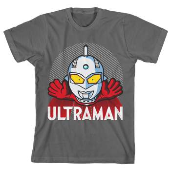 Ultraman Chibi Flying Ultraman Youth Charcoal Short Sleeve Crew Neck Tee
