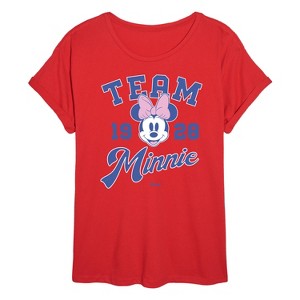 Women's - Disney - Team Minnie- Womens Oversized Graphic T-Shirt Oversized Graphic T-Shirt - 1 of 4