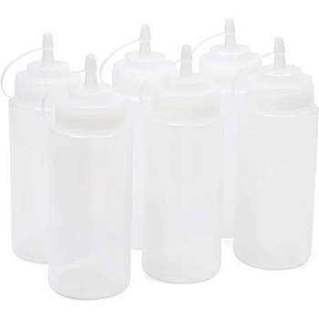Juvale 6 Pack Clear Plastic Condiment Squeeze Bottles with Tipped Caps (16 oz)