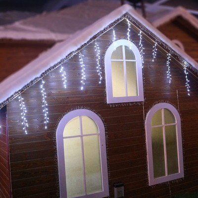 Kurt Adler 12.5' 220-Light Starburst Cool White LED Icicle Light Set