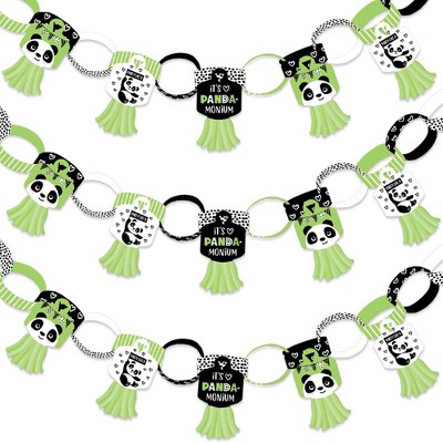 Big Dot of Happiness Party Like a Panda Bear - 90 Chain Links & 30 Paper Tassels Decor Kit - Baby Shower Birthday Party Paper Chains Garland - 21 feet