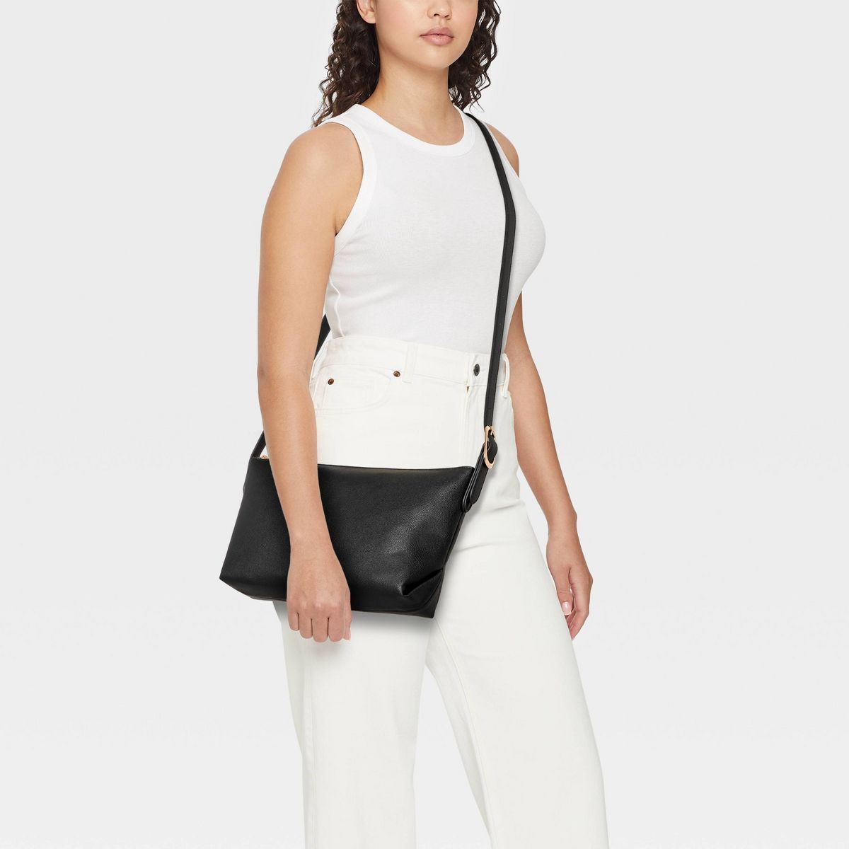 Faux Suede Slouchy Elongated Buckle Strap Crossbody Bag - A New Day™ - thumbnail 2