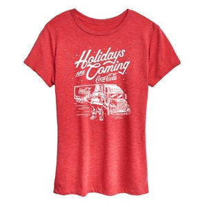 Women's - Coca-Cola - Holidays Are Coming Truck Short Sleeve Graphic T-Shirt - 1 of 3