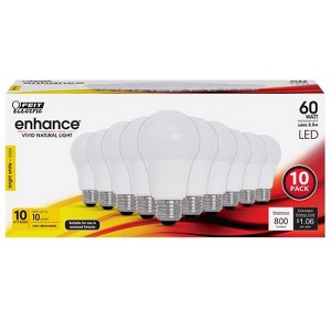 Feit Electric Enhance A19 E26 (Medium) LED Bulb Bright White 60 Watt Equivalence 10 pk - 1 of 1