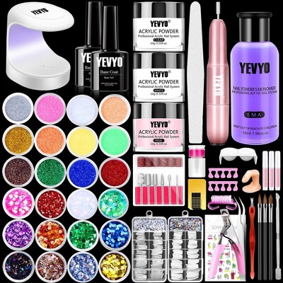 YEVYO Acrylic Nail Kit Nail Kit for Beginners with Everything, 24 Colors of Glitter Powder and Sequins