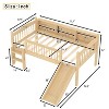 Twin/Twin XL Loft Bed with Storage Shelves, LED Lights & Full-Length Guardrails, Solid Wood Loft Bed Frame - ModernLuxe - 4 of 4