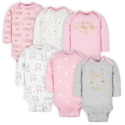 Gerber Baby Girls' Long Sleeve Onesies Bodysuits - Princess