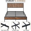 Rustic Brown Metal Platform Bed Frame with Heavy Duty Steel Slats, No Box Spring Needed, Under Bed Storage, and Wood Headboard - 4 of 4