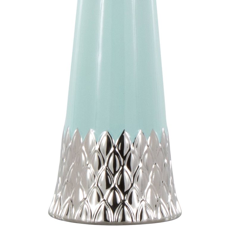 LumiSource Penelope 22&#34; Contemporary Ceramic Table Lamp with Tiffany Blue and Silver Ceramic Body and White Shade, 4 of 7