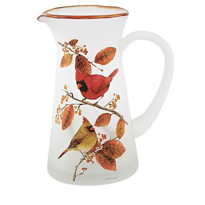 Stony Creek 8.75" Cardinal With Aspen Pitcher Lighted Birds Fall Glass  -  Novelty Sculpture Lights