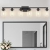 DORESshop 40 in. 6-Light Bathroom Vanity Light - Vanity Light with Clear Glass Shades, Black Wall Sconce for Bathroom, Bedroom - 2 of 4