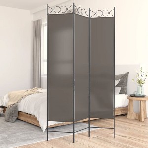 vidaXL Room Divider- 3 Panel, Anthracite, Iron and 100% Polyester Fabric, Foldable Privacy Screen/Partition Wall, Sleek Modern Design - 1 of 4