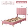 TackView Bed Frame, Boucle Upholstered Platform Bed with Wave Headboard for Girls/Kids, Easy Assembly, Wooden Slats Support - 2 of 4