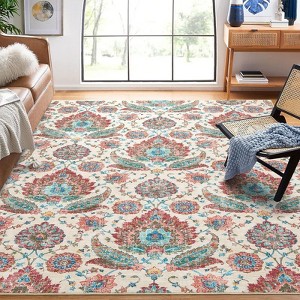 Coolmee Area Rugs Vintage Paisley Print Rug Non-Shedding Carpet Ultra-Thin Lightweight Rug for Farmhouse Bedroom Dining Room Office - 1 of 4