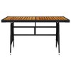 vidaXL Patio Table Black 51.2 inches x27.6 inches x28.3 inches  Poly Rattan & Solid Acacia Wood - 2 of 4