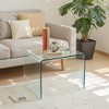 Lirago Tempered Clear Bent Glass End Table-Multi-Purpose Transparent Sofa Table for Living Room and Outdoor 15.8"Dx19.72"Lx18.89"H - 3 of 4