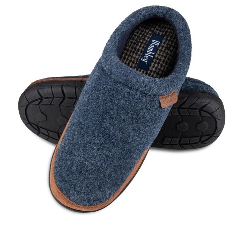 Men's clog-style slipper in felt and padded fabric in Navy