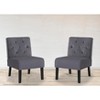 TOAOTBNBO Button Tufted Pattern Accent Chair with Curved Back, Velvet Fabric Armless Chair with Wood Legs Upholstered Chair for Bedroom - 3 of 4