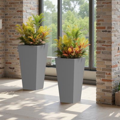 Wooakway Outdoor/Indoor/Decor/Garden Large Tall Metal Planter Pots Planter Boxes Cachepots Nursery Pots
