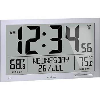 Marathon Atomic Full Calendar Large Digits Digital Clock Indoor And Outdoor Temperature