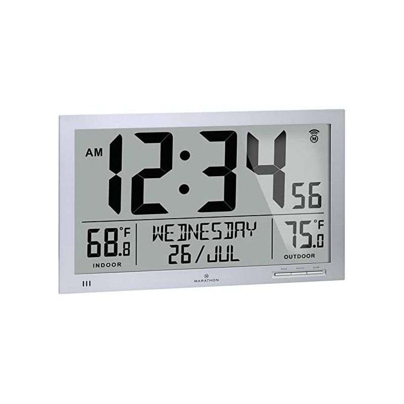 Marathon Atomic Full Calendar Large Digits Digital Clock Indoor And Outdoor Temperature, 1 of 8