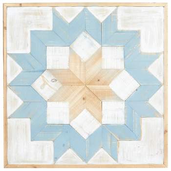 Wood Geometric Handmade Southwestern Wall Decor Light Brown/Light Blue - Olivia & May