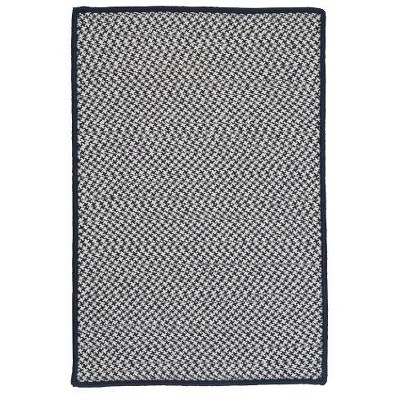 Colonial Mills Outdoor Houndstooth Tweed Braided Rug, Navy 5'x7', Rectangle Shape