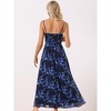 INSPIRE CHIC Women's Floral Print Pleated Back V Neck Split Elegant Maxi Sundresses - 4 of 4