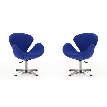 Set of 2 Raspberry Faux Leather Adjustable Swivel Chairs - Manhattan Comfort