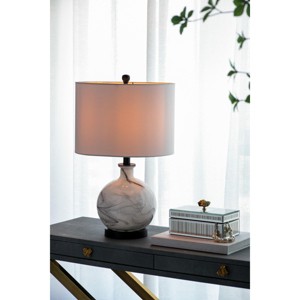 Metal Table Lamp Comes with Various Base Styles and a Hemp Lampshade for Modern Bedside Tables Desks Living Rooms - 1 of 4
