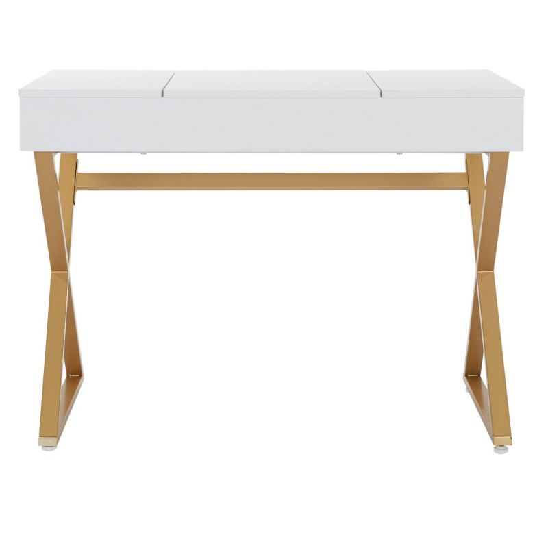 Juliette Vanity Desk Gold Legs with Top White - OSP Home Furnishings, 4 of 11