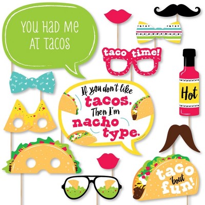 Big Dot of Happiness Taco 'Bout Fun - Mexican Fiesta Photo Booth Props Kit - 20 Count