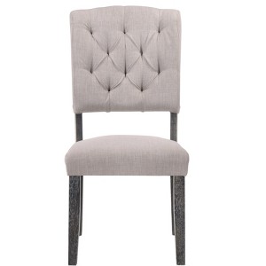 Bernard Beige Linen & Weathered Gray Oak Finish Side Chair (Set of 2) - 1 of 4