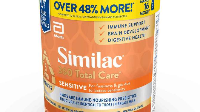 Similac 360 Total Care Sensitive Non-GMO Infant Formula Powder - 30.2oz, 2 of 16, play video