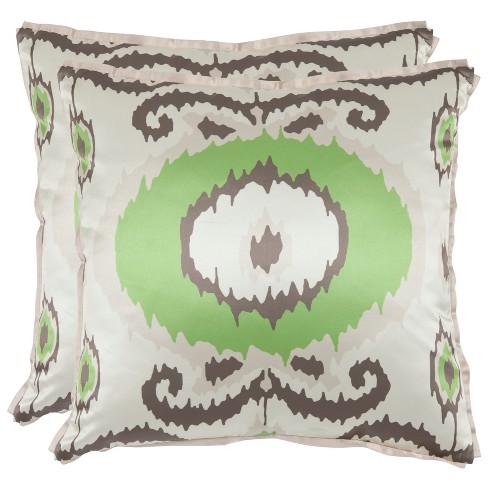 Geo Shapes Handcrafted Throw Pillow, Sage- 18x18 inch