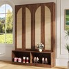 TiramisuBest Contemporary Hall Tree with Cushioned Storage Bench, Multifunctional Shoe Cabinet, Modern Coat Rack with 4 Hooks for Entryway, White - 3 of 4