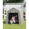 Heavy-Duty Outdoor Storage Shed, Waterproof & UV-Protected Motorcycle Shelter with Roll-Up Door, Ventilation, Grey Carport Tent for Bike, Tools - 2 of 4