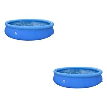 JLeisure Avenli 17811US 15 Foot x 36 Inch 3 to 5 Person Capacity Prompt Set Above Ground Kid Inflatable Outdoor Backyard Swimming Pool, Blue (2 Pack)